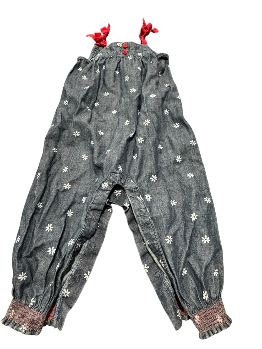 Gymboree Spring Forward Daisy Chambray Romper Baby Girl 18-24 M  4th of July
